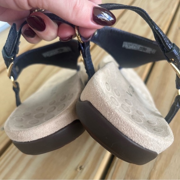 VIONIC Kirra Metallic Blue Sandal Comfort T Strap Thong Ankle Strap 7.5 Navy - Picture 5 of 10